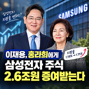 이재용, 홍라희에게 삼성전자 주식 2.6조원 증여받는다…지분율 변화