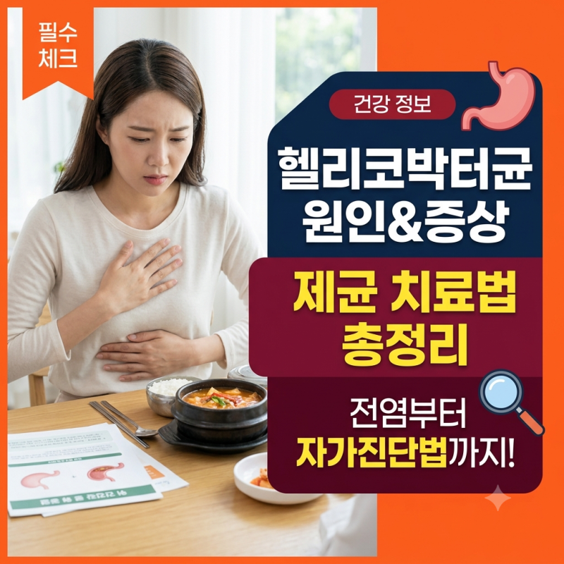 헬리코박터균 원인 증상 전염 검사 치료법 약 효과 , 자가진단법