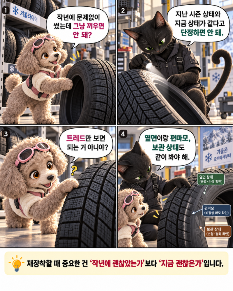 보관했던 윈터타이어, 그냥 다시 끼워도 될까요?