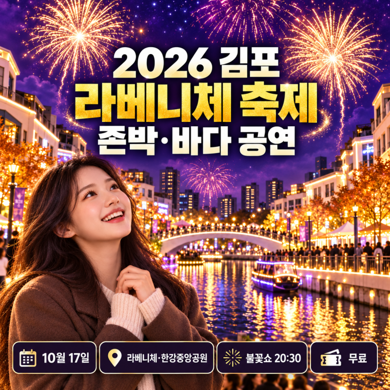 2026 김포 라베니체 축제 '존박', '바다' 공연 시간표와 불꽃쇼
