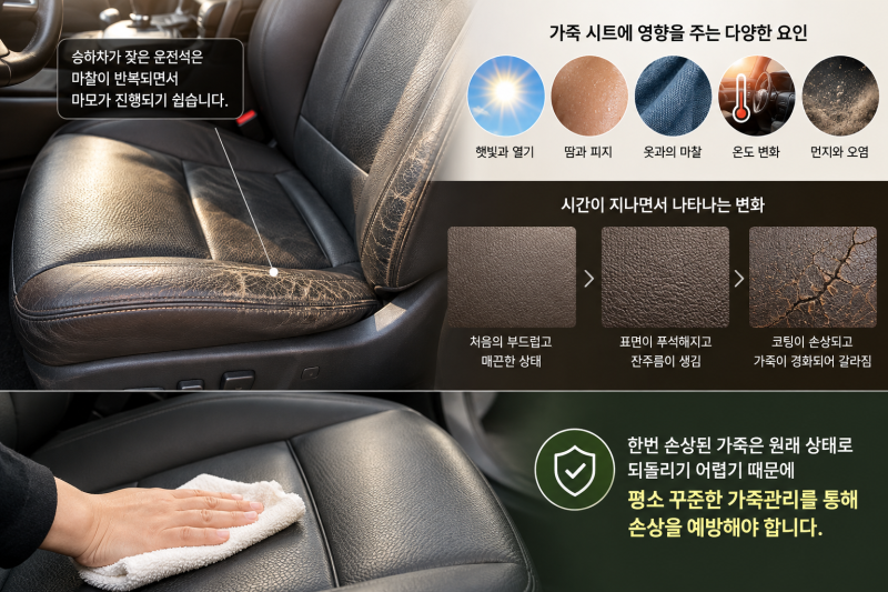 자동차 가죽관리, 가죽 시트 갈라짐 예방하는 청소와 로션 도포법