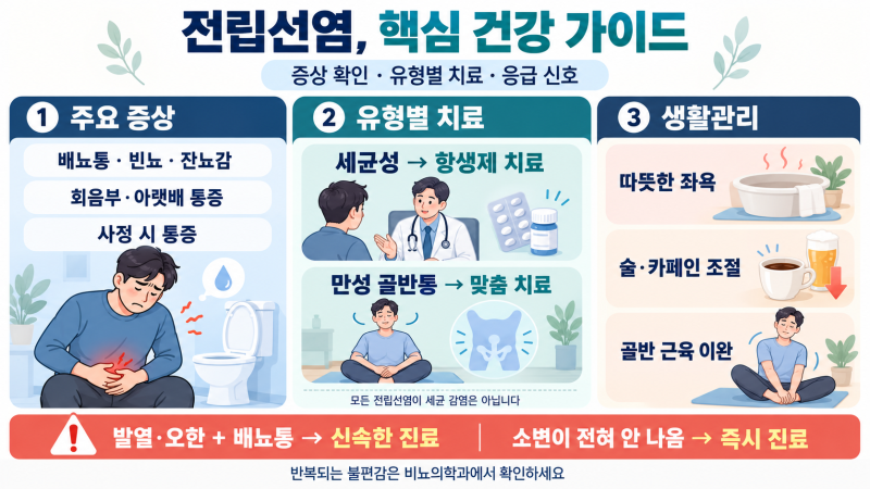 전립선염 증상과 원인 소변 볼 때 통증·잔뇨감, 치료와 생활관리 방법