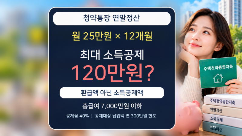 청약통장 연말정산, 월 25만원 넣으면 소득공제 120만원? 연봉 7천만원·맞벌이 조건