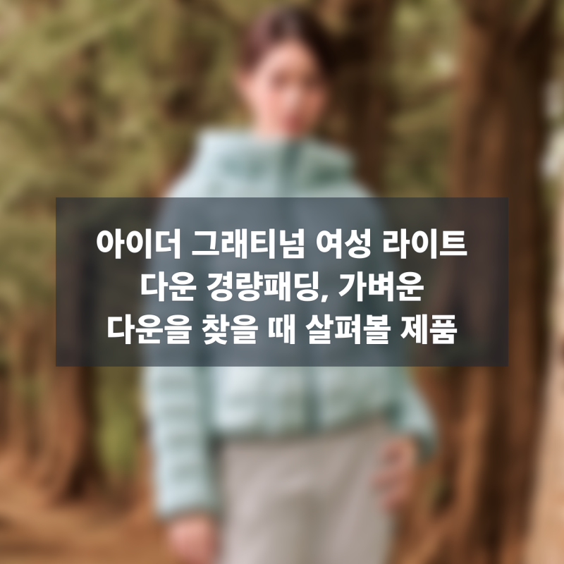 아이더 그래티넘 여성 라이트 다운 경량패딩, 가벼운 다운을 찾을 때 살펴볼 제품