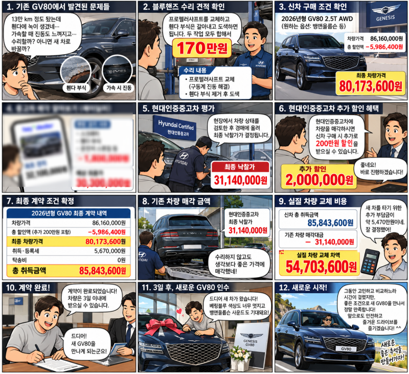 현대 인증증고차 헤이딜러 GV80 견적 비교 결과..