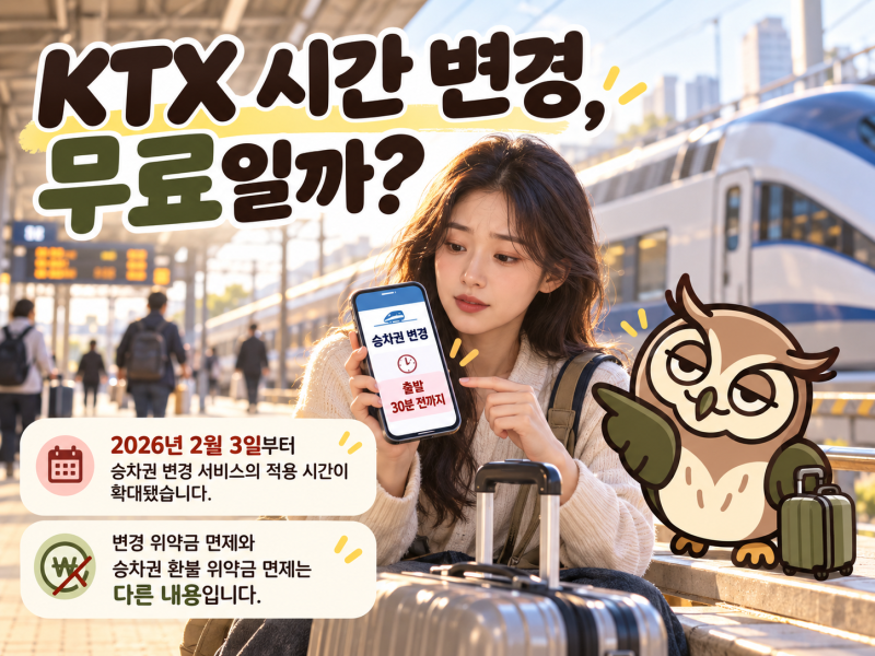 2026 KTX 시간 변경, 출발 30분 전까지 무료? 코레일+ 변경 방법과 환불 위약금