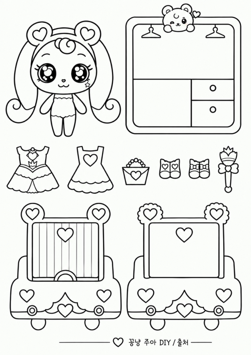 쥬얼스타 캐치! 티니핑 사랑스러운 하츄핑 무료 도안 : 종이인형 만들기 | 꽁냥 주아 DIY