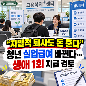 2026 청년 실업급여 바뀐다! 자발적 퇴사도 생애 1회 지급? 35세 미만 대상·월 100만 원 검토 총....