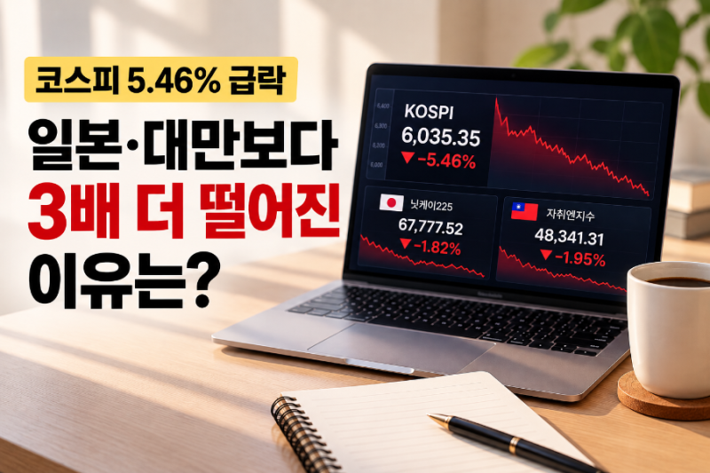 코스피 5.46% 급락｜일본·대만보다 3배 더 떨어진 이유는?