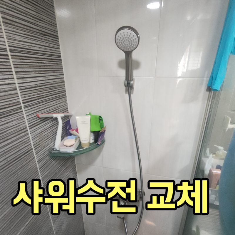 시흥 욕실 샤워수전 교체, 해바라기 수전 물 떨어질 때 일반 샤워기로 교체