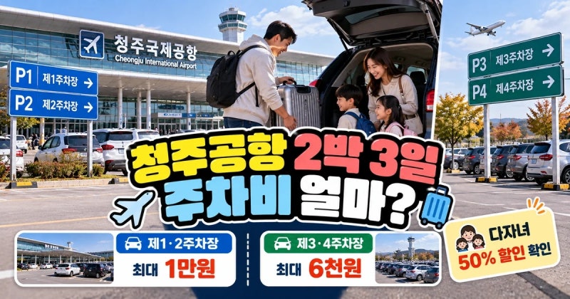 청주공항 주차요금 2박 3일 얼마일까? 주차장별 요금·다자녀 할인 확인