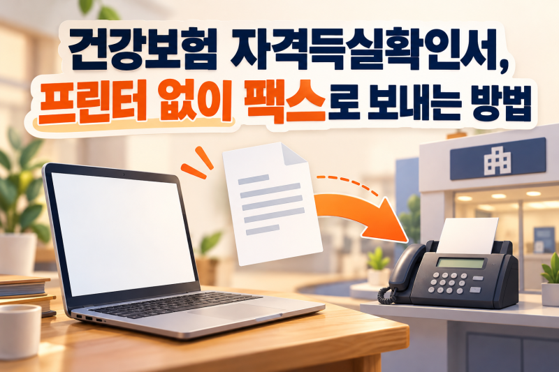 건강보험 자격득실확인서, 프린터 없이 팩스로 보내는 방법