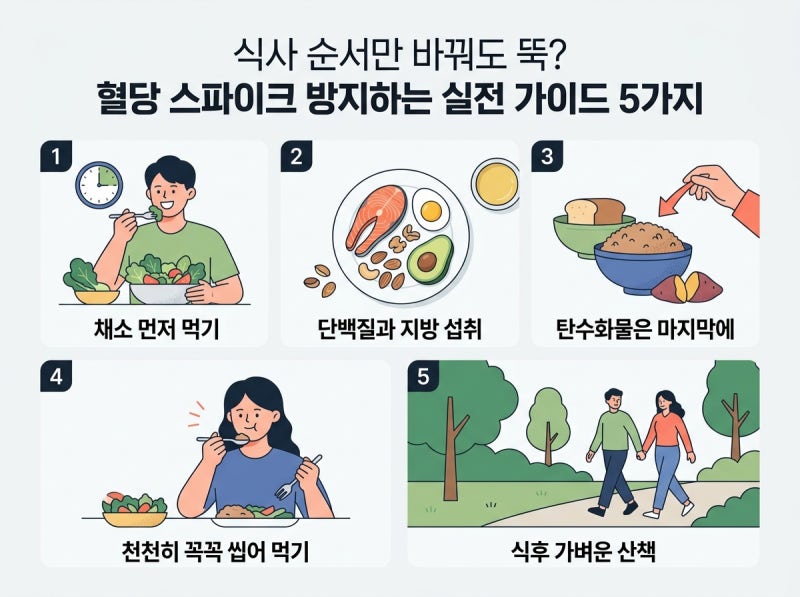 혈당 스파이크 방지 식단, '이것' 하나로 끝내는 거꾸로 식사법