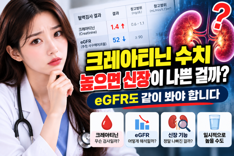 크레아티닌 수치 높으면 신장이 나쁜 걸까? eGFR도 같이 봐야 합니다