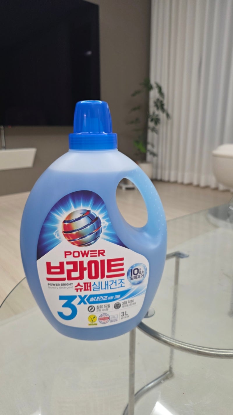 수건빨래냄새제거 체취제거세탁세제 추천, 파워브라이트 슈퍼 실내건조 액체세제 3L