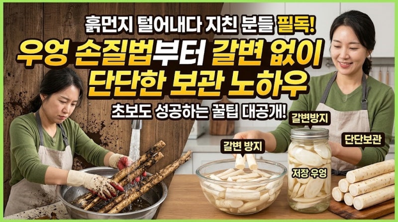 흙먼지 털어내다 지친 분들 필독! 우엉 손질법부터 갈변 없이 단단한 보관 노하우