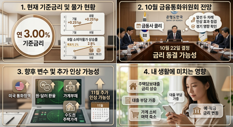 한국은행 금리 정책 전망｜물가 2.9%, 10월 금리 동결할까?