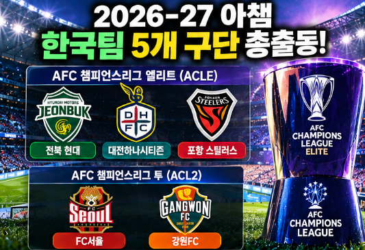 2026 아챔 한국팀 일정 총정리! 전북·대전·포항·서울·<b>강원</b> 경기시....