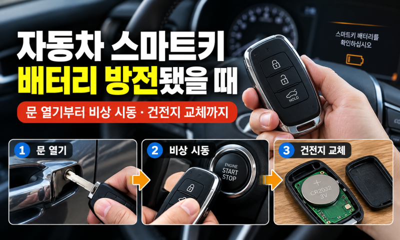 자동차 스마트키 배터리 방전됐을 때｜문 열기부터 비상 시동·건전지 교체까지