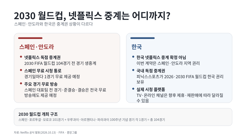넷플릭스 2030 월드컵 중계 확정, 한국에서도 볼 수 있을까? 국내 중계권은 따로 있다