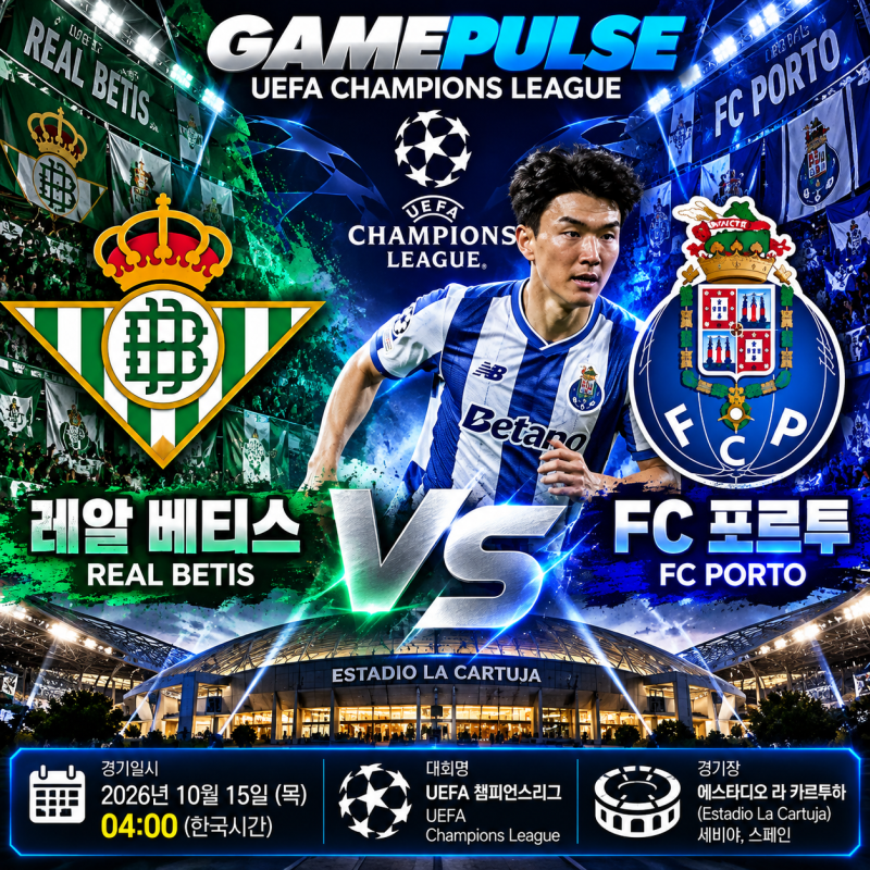 [UCL] 레알 베티스 vs FC 포르투 승부예측!10/15 1.97 정배의 착시와 2.95 역배 폭격