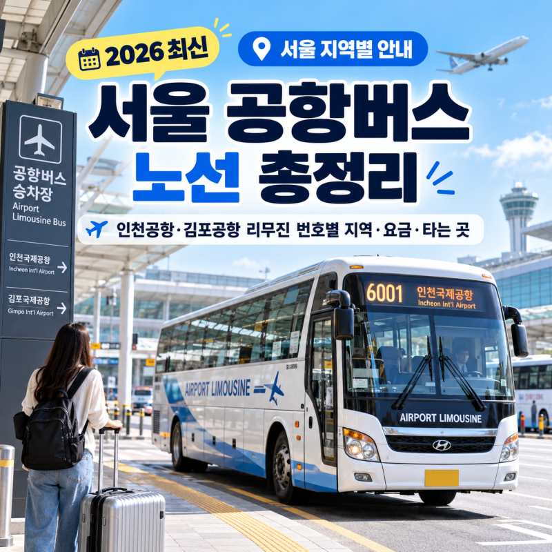 2026 서울 공항버스 노선 총정리｜인천공항·김포공항 리무진 번호·요금·승차장