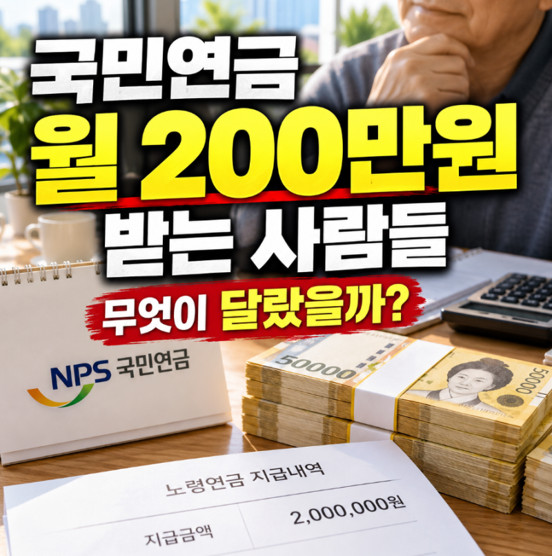 국민연금 월 200만원 받는 사람들의 가입기간과 수령액 차이