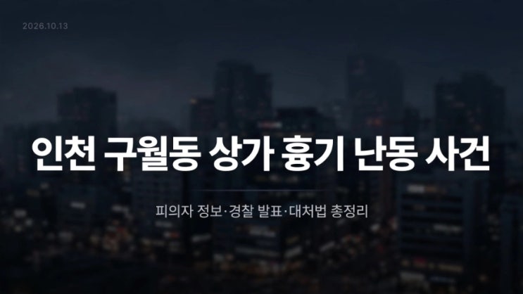 <b>인천</b> 구월동 상가 <b>흉기 난동</b> 사건 개요 및 피의자 정보·경찰 공식 ....