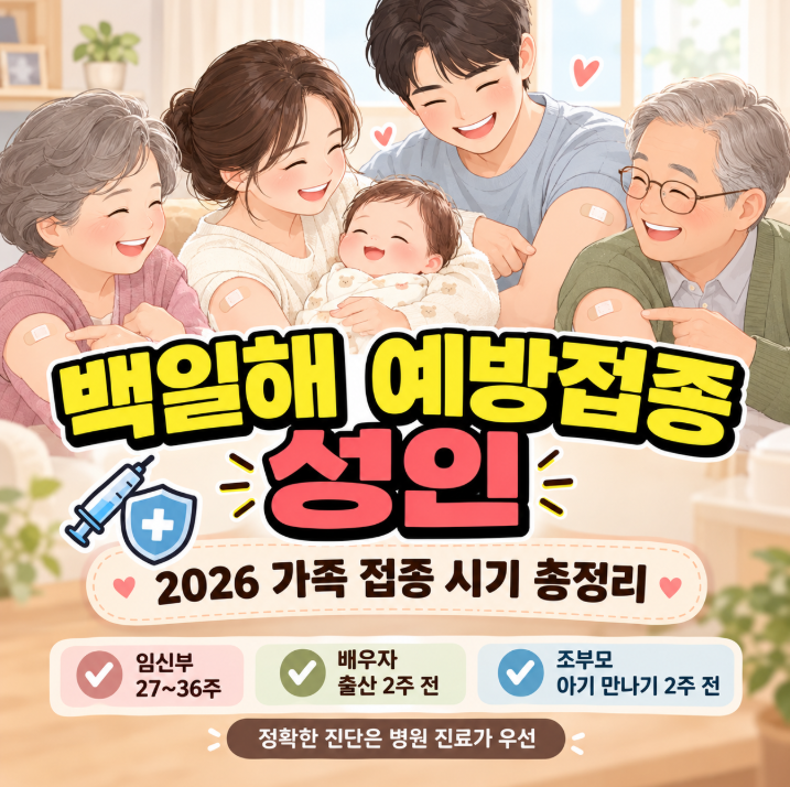 백일해 예방접종 성인 2026 임신부 배우자 조부모 시기와 지원 총정리