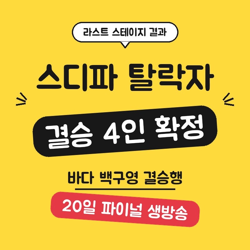스디파 탈락자 인규, 바다 백구영 결승행 라스트 스테이지 결과
