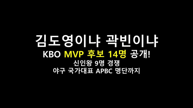 “김도영이냐 곽빈이냐” KBO MVP 후보 14명 공개! 신인왕 9명 경쟁·야구 국가대표 APBC 명단까....