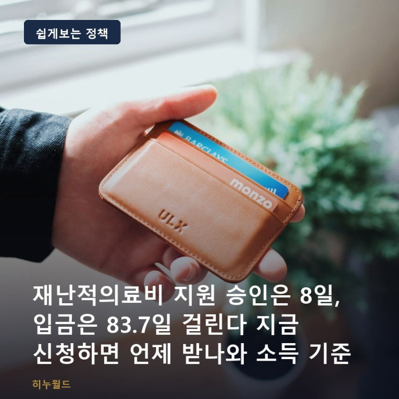 재난적의료비 지원 승인은 8일, 입금은 83.7일 걸린다 지금 신청하면 언제 받나와 소득 기준