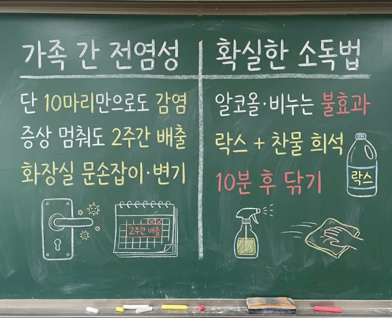 "가족 중 한 명이 걸렸다면?" 노로바이러스 전염 기간과 완벽 소독법