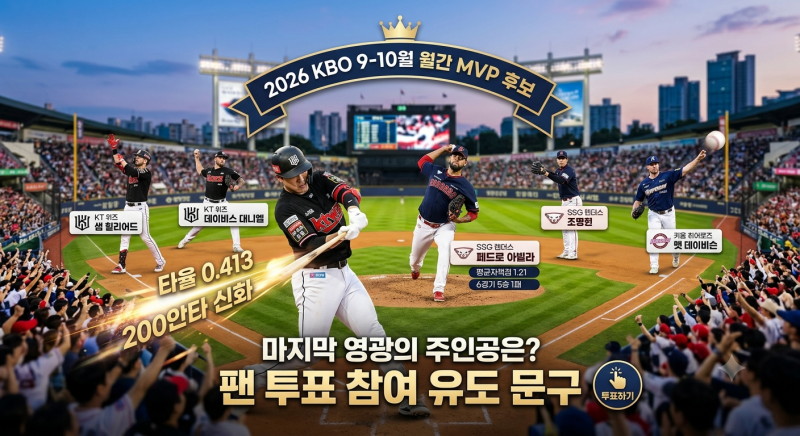 ⚾ 2026 KBO리그 마지막 월간 MVP 주인공은? 9~10월 MVP 후보 6인 총정리!