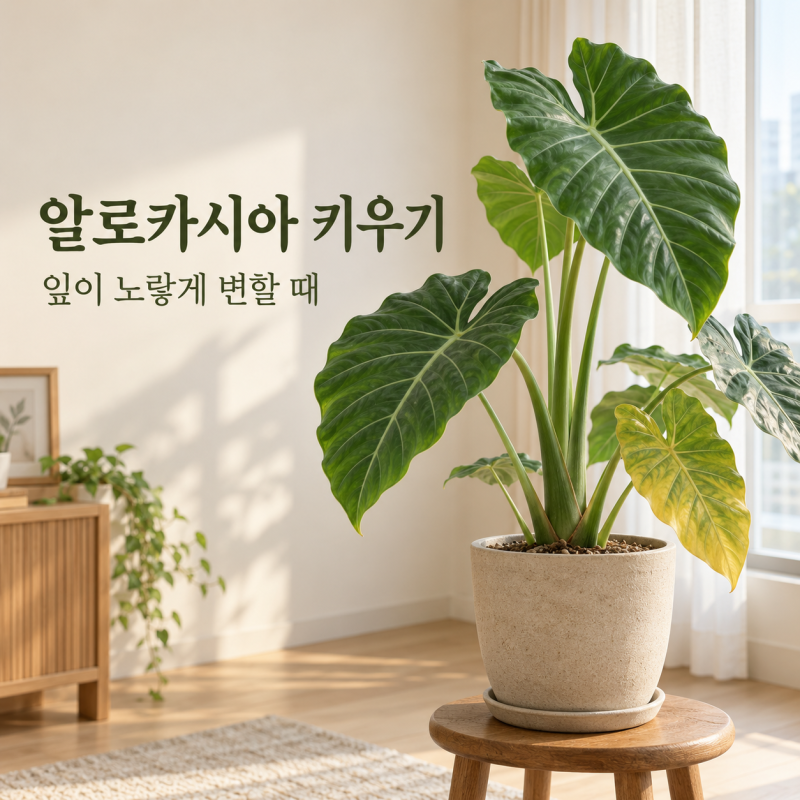 알로카시아 키우기｜잎이 노랗게 변하고 처지는 이유