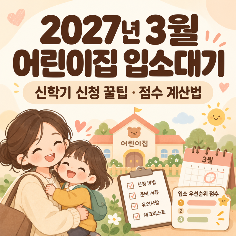 2027년 3월 어린이집 입소대기 신청 꿀팁｜맞벌이·다자녀 우선순위 점수 계산법