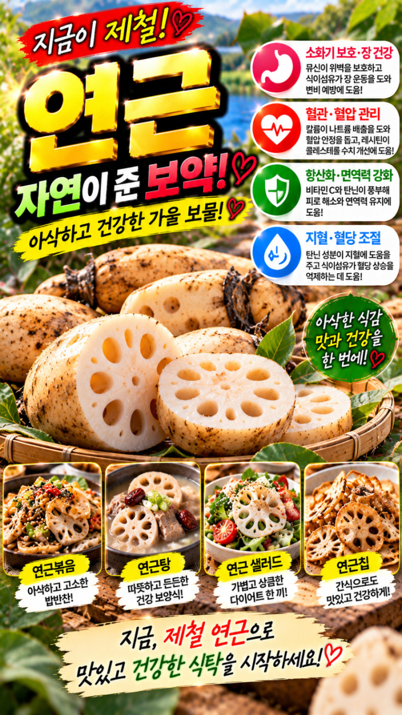 가을 연근의 놀라운 매력!고르는 법부터 맛있게 먹는 법까지...