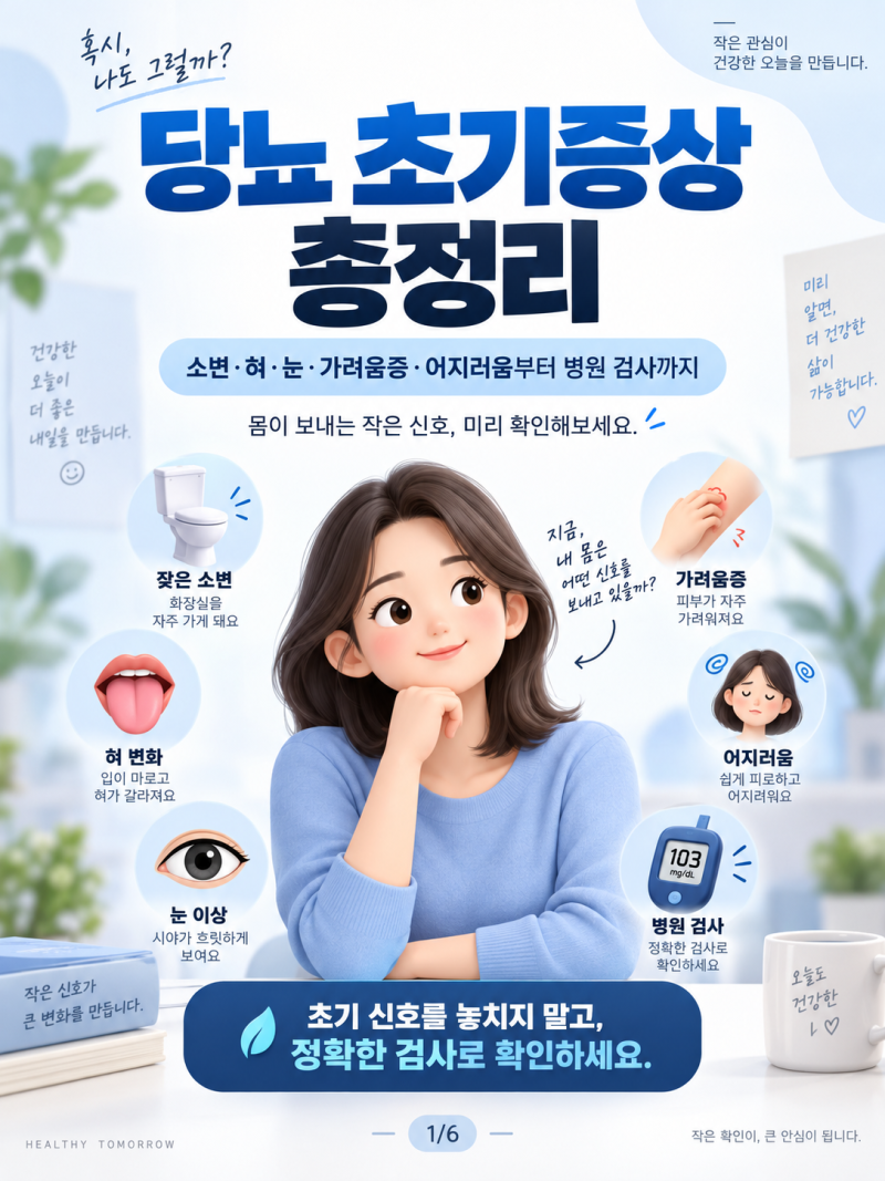 당뇨 초기증상 총정리: 소변·혀·눈·가려움증·어지러움부터 병원 검사까지