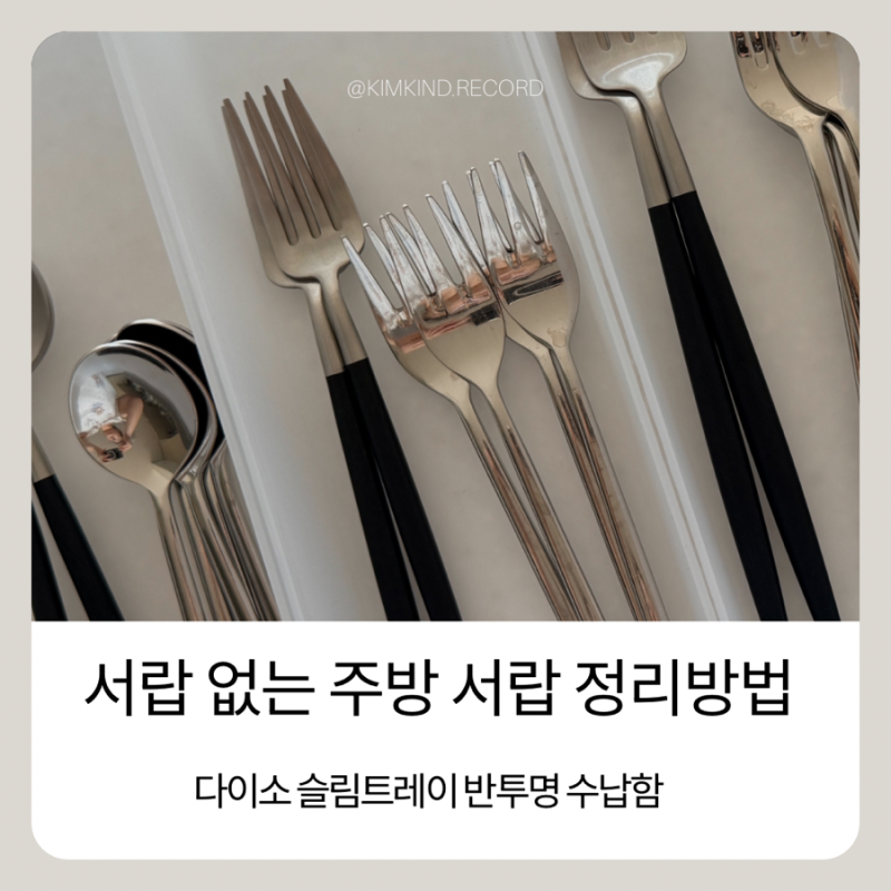 다이소 슬림트레이 주방 수납, 서랍 없는 주방 커트러리 정리 방법