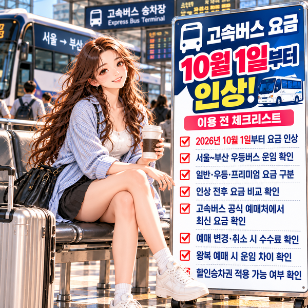 고속버스 요금 10월 1일부터 인상, 서울~부산 우등 얼마나 올랐을까?
