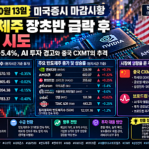 [2026년 10월13일 현지시간 미국증시 마감시황] 반도체주 장초반 급락 후 반등 시도…마이크론 ....