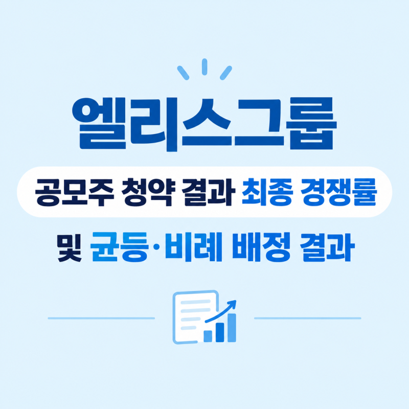 엘리스그룹 공모주 청약 결과 최종 경쟁률 및 균등 비례 배정 결과