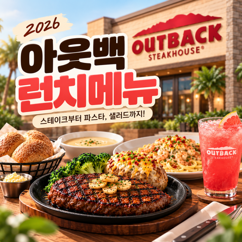 2026 아웃백 런치메뉴 총정리｜런치시간, 가격, 추천 메뉴부터 통신사·카드 할인 꿀팁까지