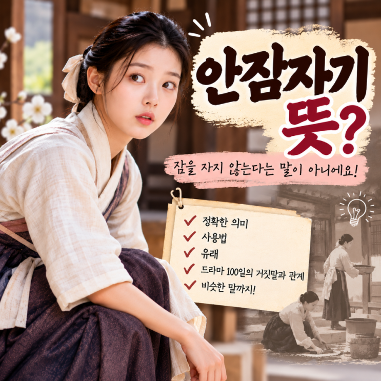 안잠자기 뜻, 유래부터 사용법까지! 드라마 <b>100일의 거짓말</b> 속 의미