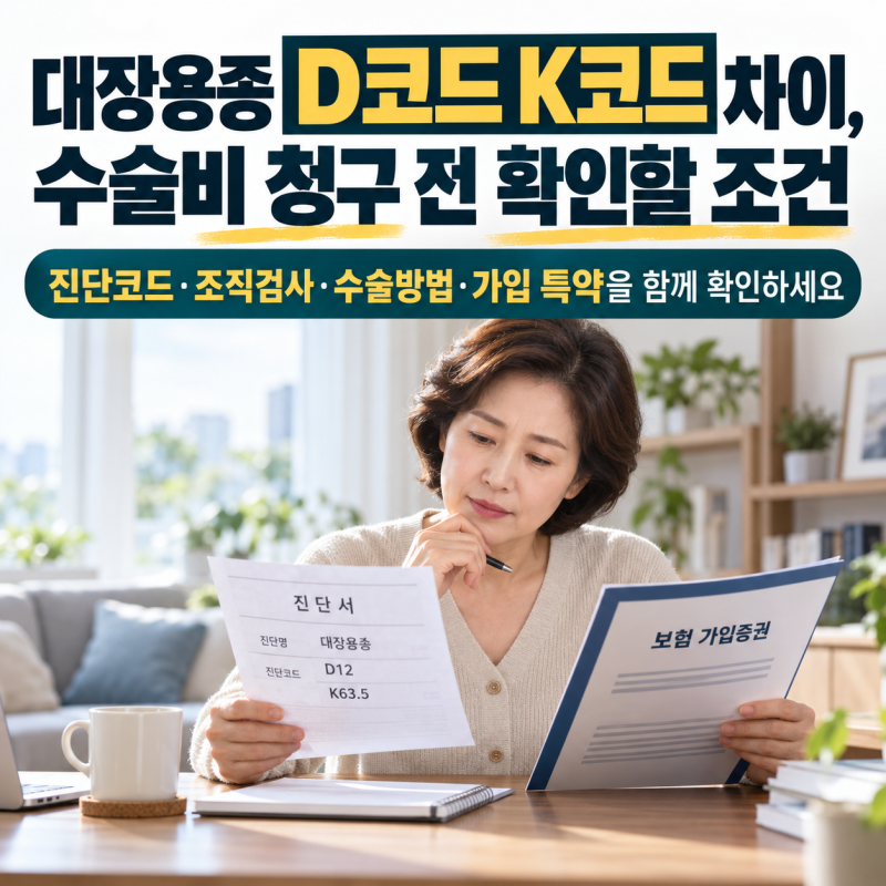 대장용종 D코드 K코드 차이, 수술비 청구 전 확인할 조건