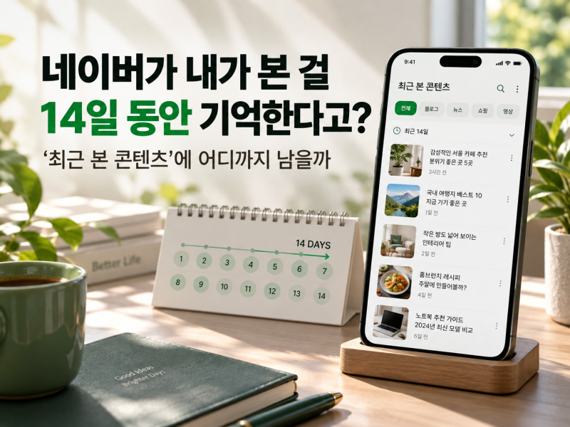 네이버가 내가 본 걸 14일 동안 기억한다고? ‘최근 본 콘텐츠’에 어디까지 남을까