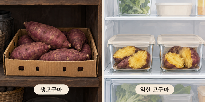 고구마 보관법, 생고구마와 찐 고구마는 냉장고 사용이 달라요