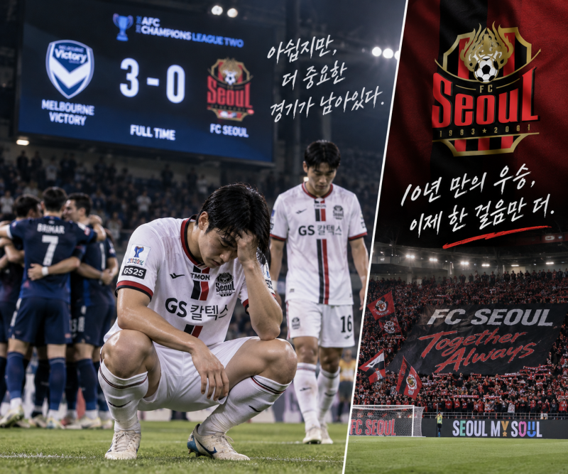 FC서울, 아시아 원정서 0-3 완패…그런데 나흘 뒤 10년 만의 우승이 가능하다