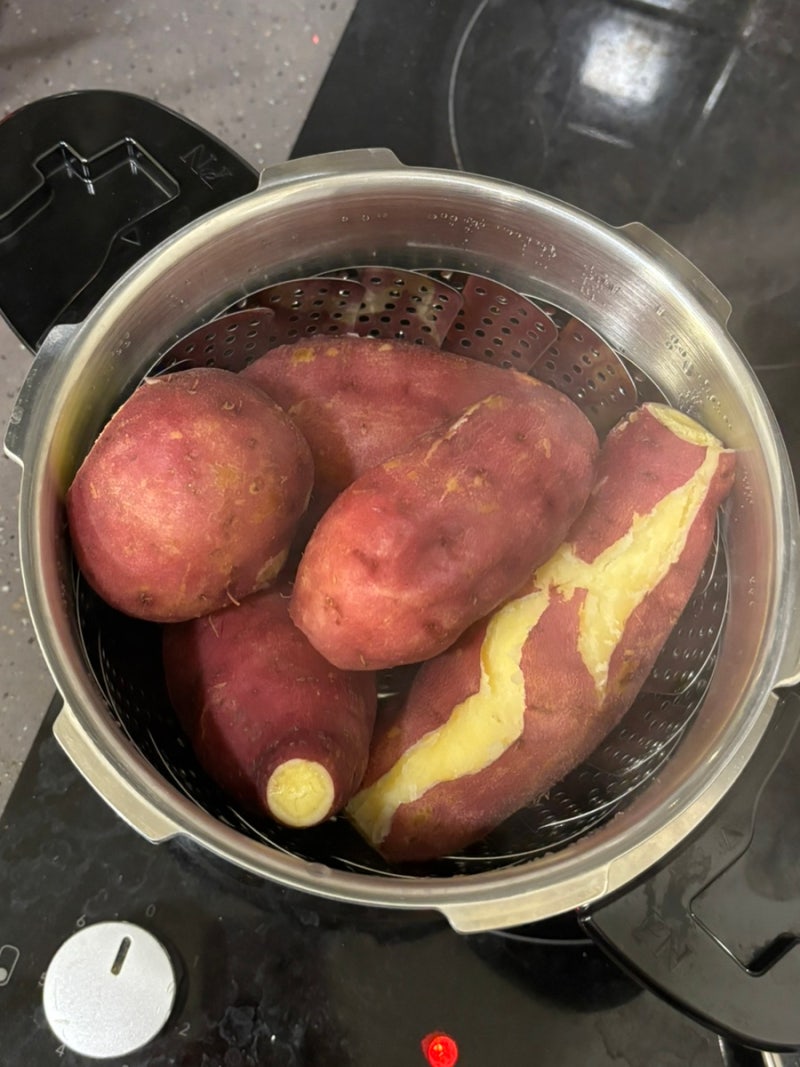 압력솥으로 고구마 찌기 (시간/혈당 관리/다이어트)