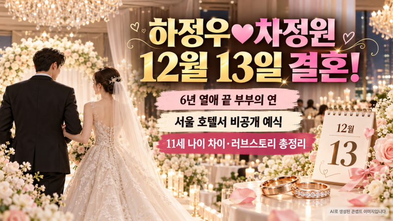 하정우 차정원 12월 13일 결혼 확정! 6년 열애 끝 비공개 예식, 나이 차이·러브스토리 총정리